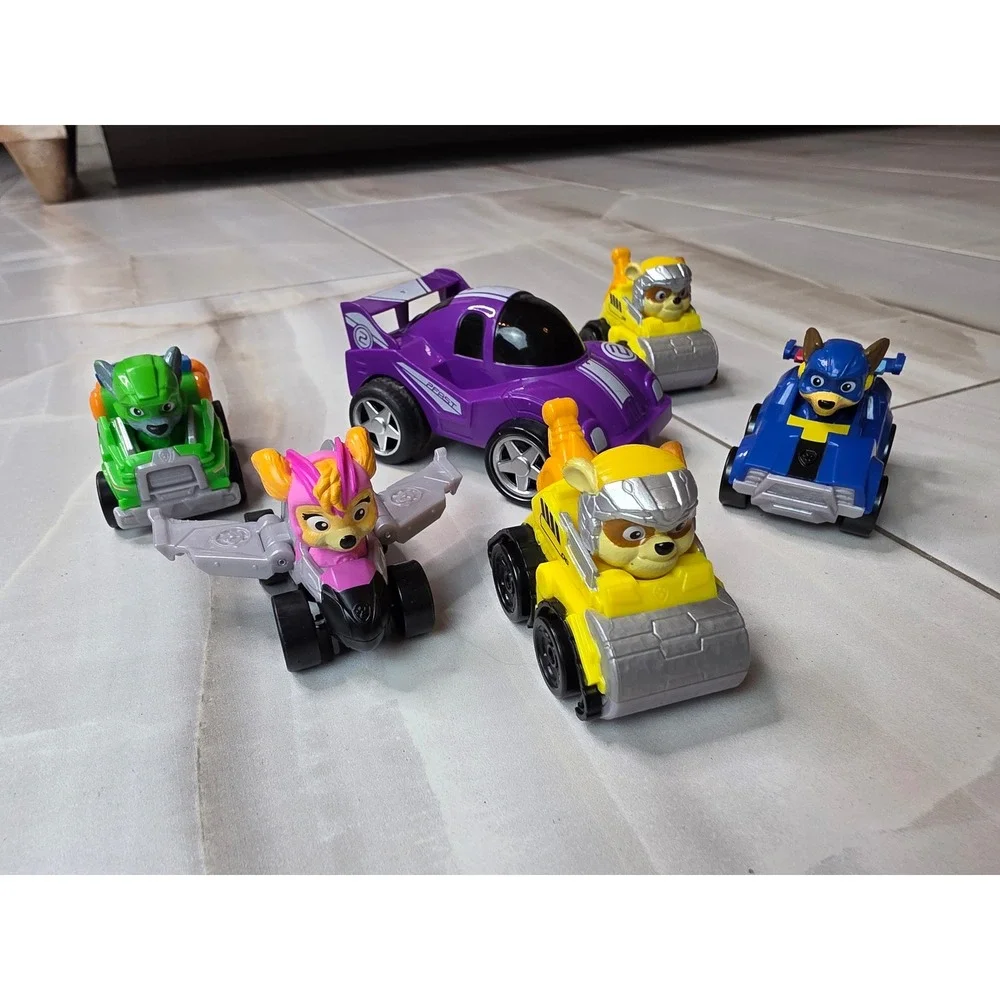Paw Patrol Toy Vehicle Lot Chase Rocky Skye Rubble‎ Racing Car 6 Piece Set G1